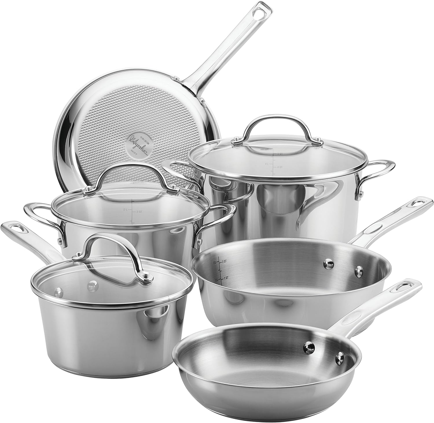Ayesha Curry Home Collection Stainless Steel Cookware Pots and Pans Set