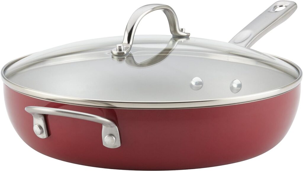 Ayesha Curry Porcelain Enamel Nonstick 12 Inch Frying Pan - Sienna Red